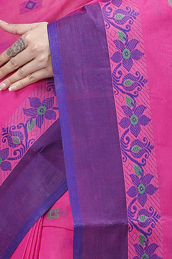 Purple Pure Cotton Ramala Tant Saree (962)